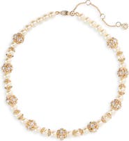 Marchesa Pavé Station Imitation Pearl Collar Necklace