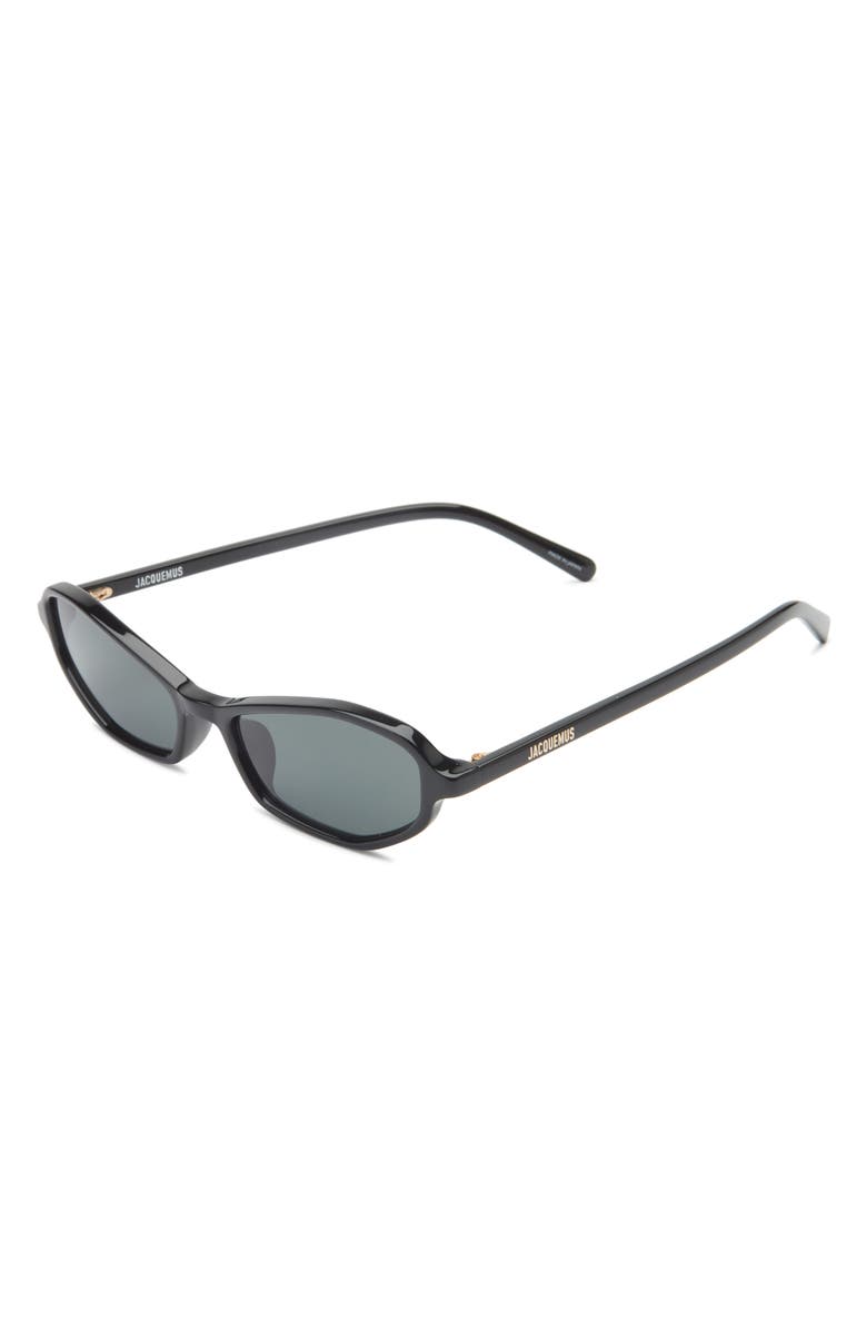 Jacquemus Les Lunettes Jac 54mm Polarized Irregular Sunglasses, Alternate, color, Black/Light Gold/Grey