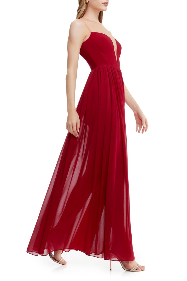 Eleanor Illusion Neck Gown, Alternate, color, GARNET