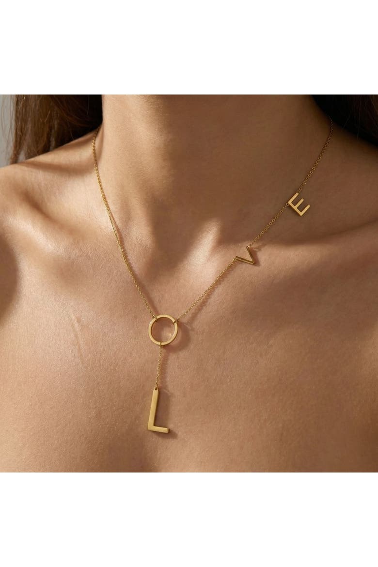 Love Lariat Necklace 18k Gold Plated 21", Alternate, color, 18k Yellow Gold