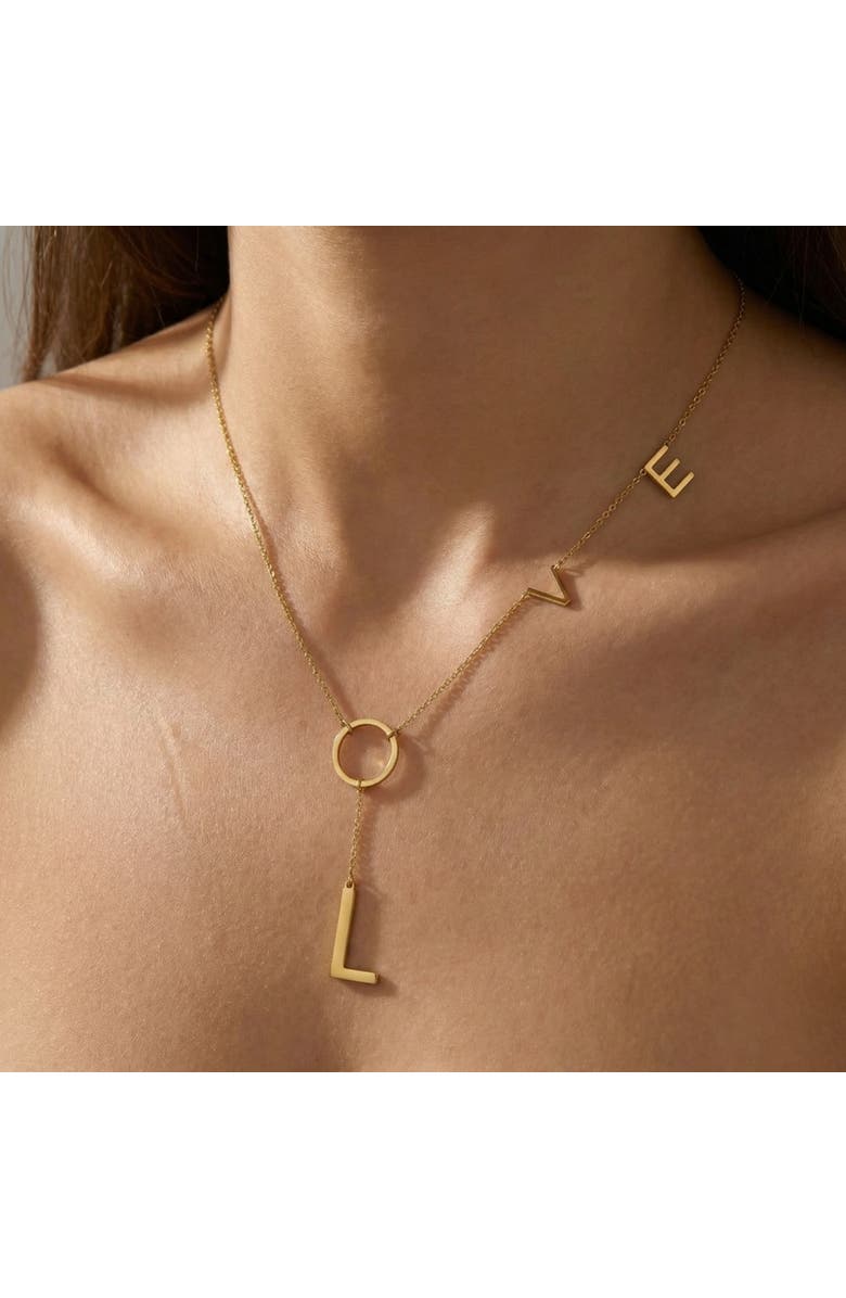 Bliss Diamond Love Lariat Necklace 18k Gold Plated 21", Alternate, color, 18K Yellow Gold