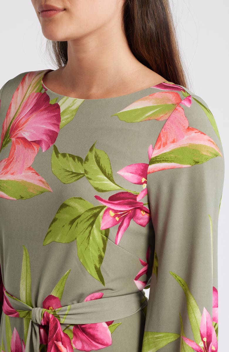 Tommy Bahama Lavish Blooms Long Sleeve Minidress, Alternate, color, Tea Leaf