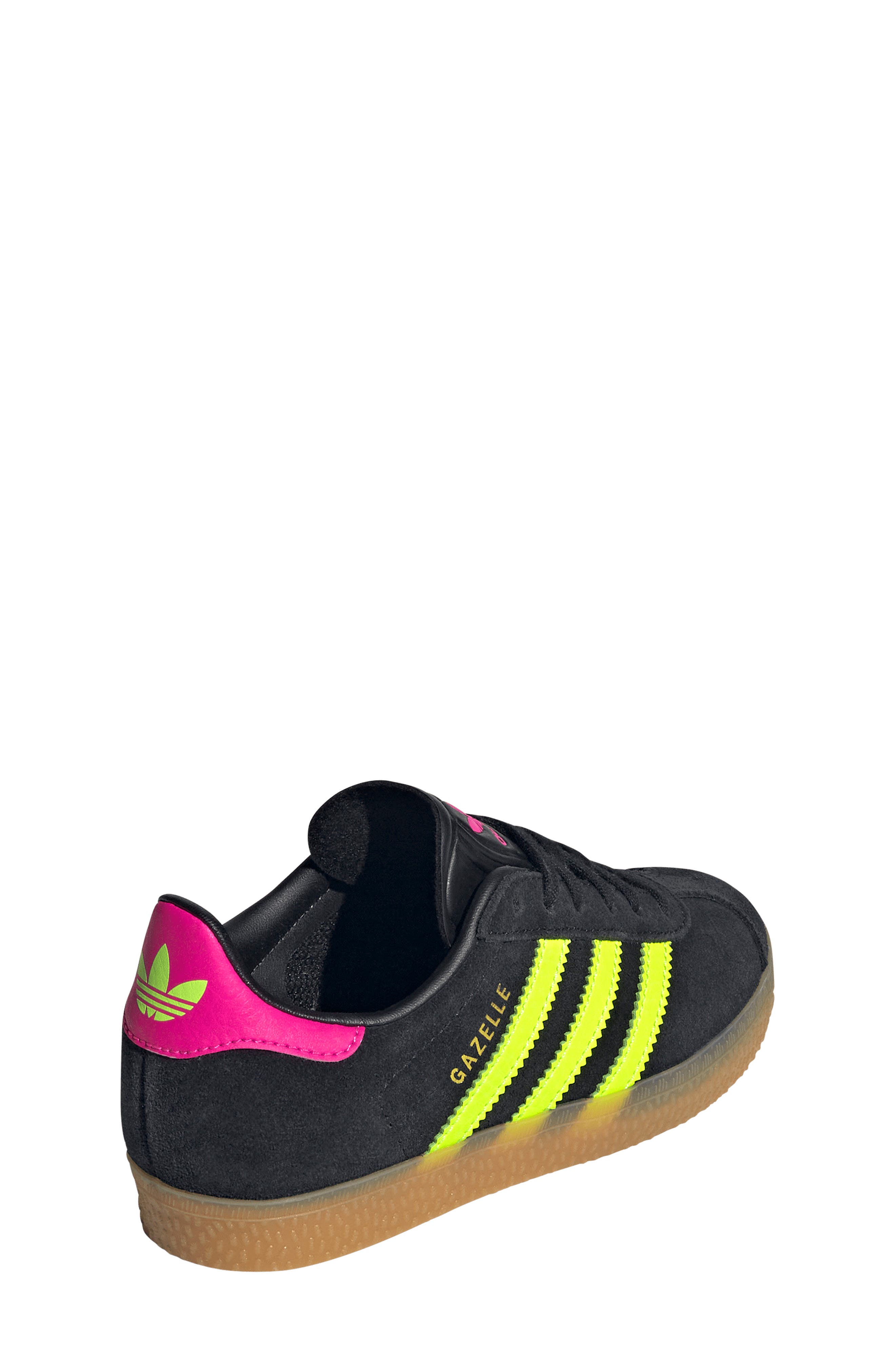 adidas Kids' Gazelle Low Top Sneaker, Alternate, color, Black/ Green/ Pink