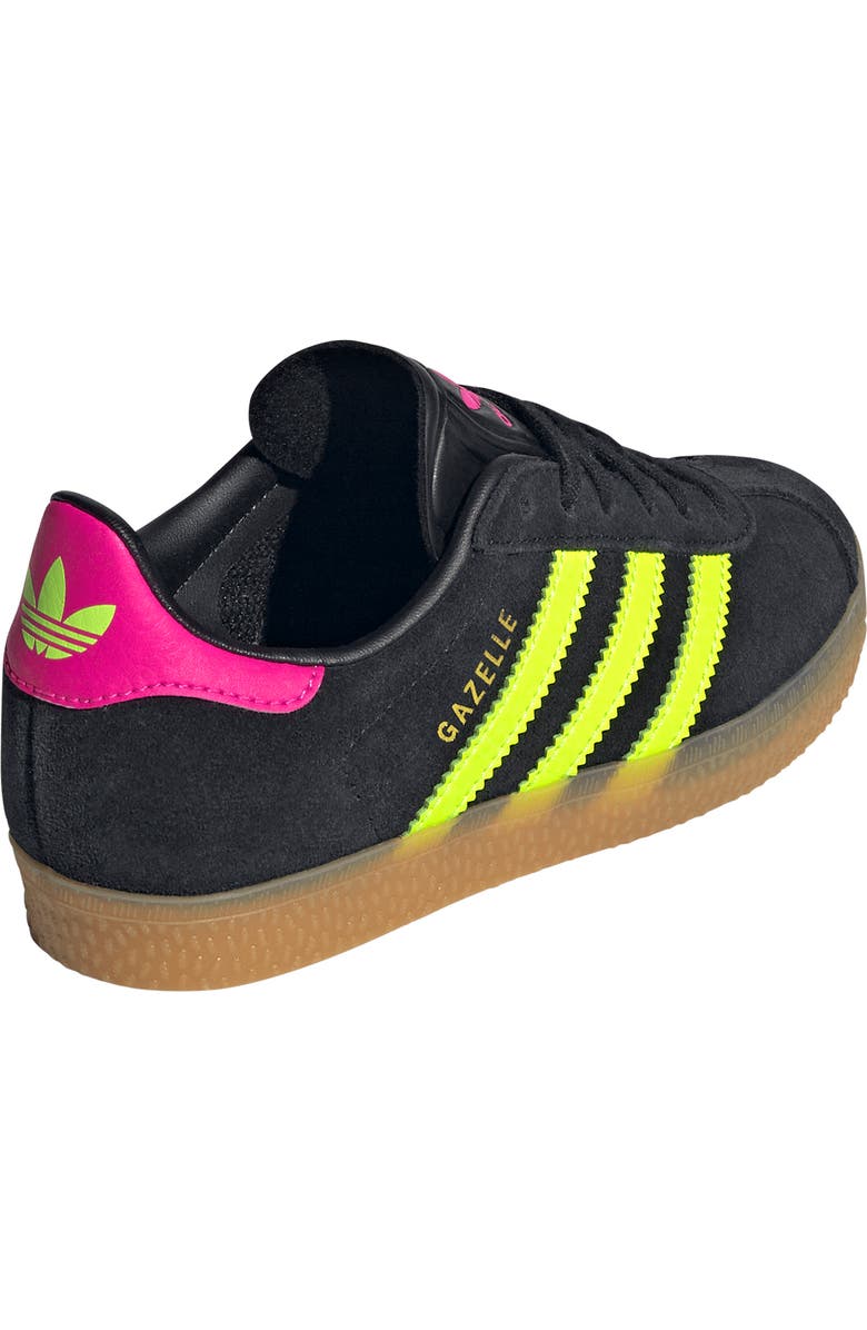 adidas Kids' Gazelle Low Top Sneaker, Alternate, color, Black/ Green/ Pink