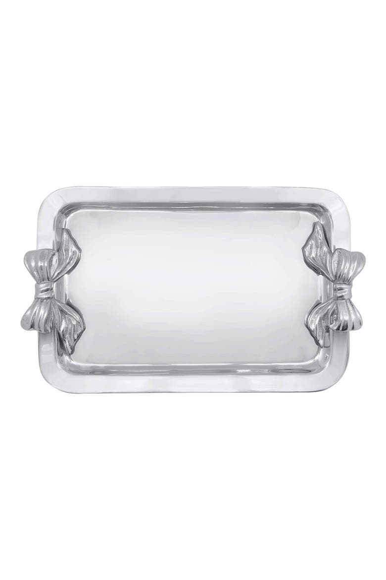 Bow Rectangular Tray, Main, color, SILVER