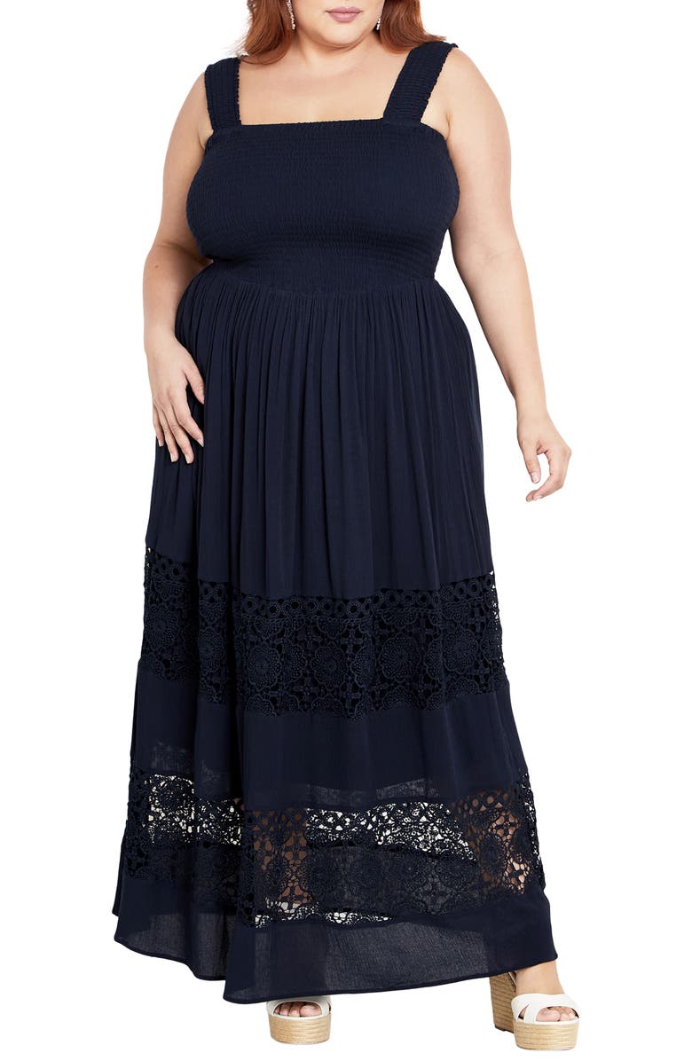 City Chic By the Beach Lace Inset Maxi Sundress, Main, color,