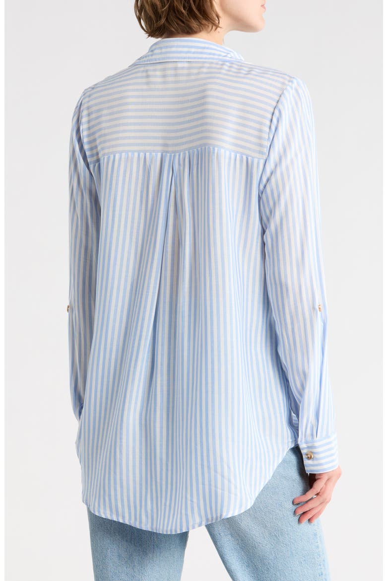 Stripe Long Sleeve Button-Up Shirt, Alternate, color, BLUE