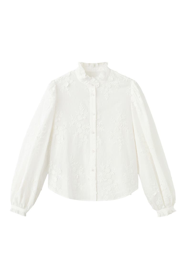 Floral Embroidered Shirt, Alternate, color, OFF WHITE