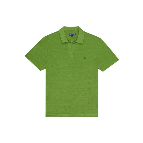 Men's Solid Linen Jersey Polo Shirt