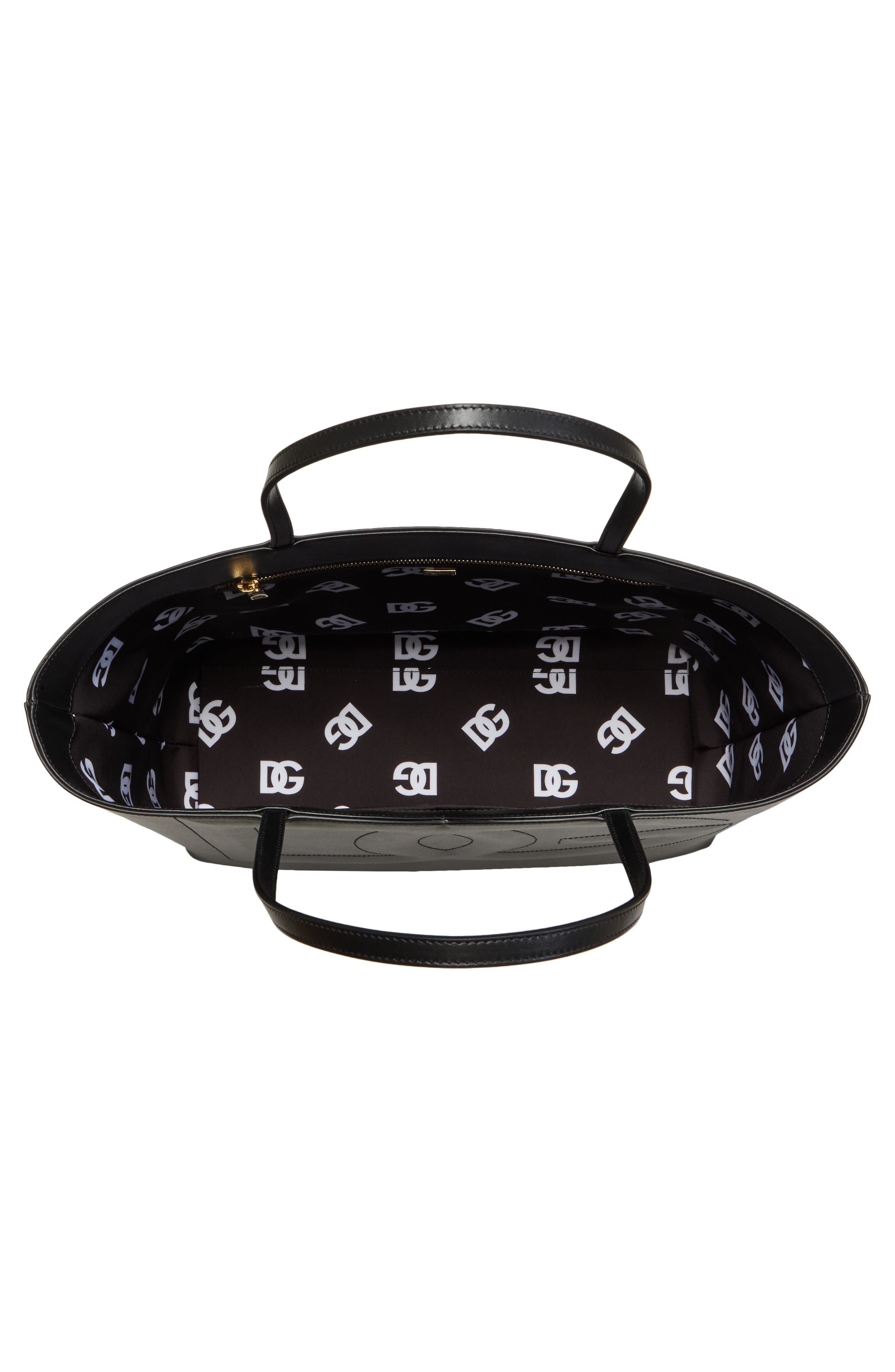 Dolce&Gabbana DG Logo Leather Tote, Alternate, color, Black