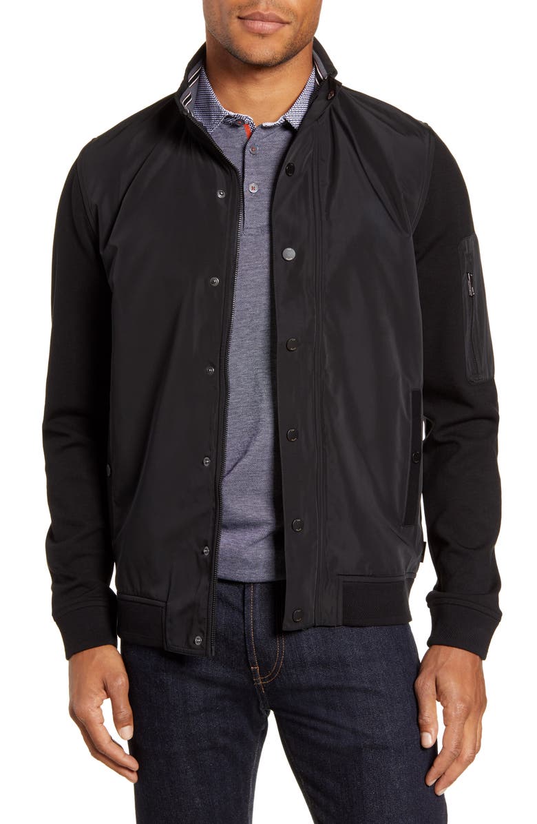 Ted Baker London Lerner Mixed Media Jacket, Main, color, Black