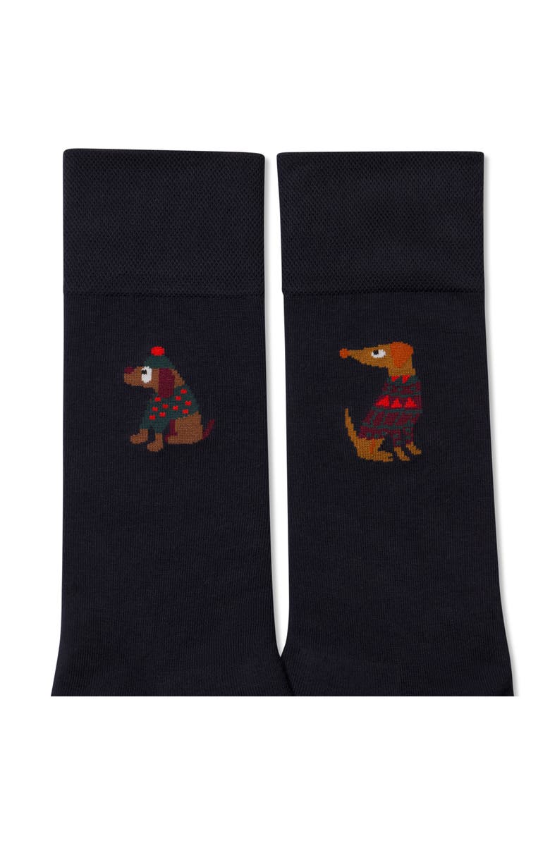 Bombas Fancy Party Dog Crew Socks, Alternate, color, Nightfall Navy