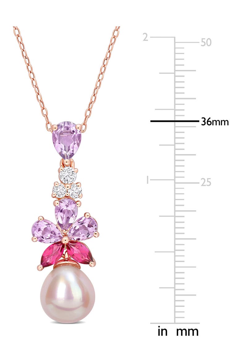 Cultured Freshwater Pearl & Pink Stone Pendant Necklace, Alternate, color, PINK MULTI