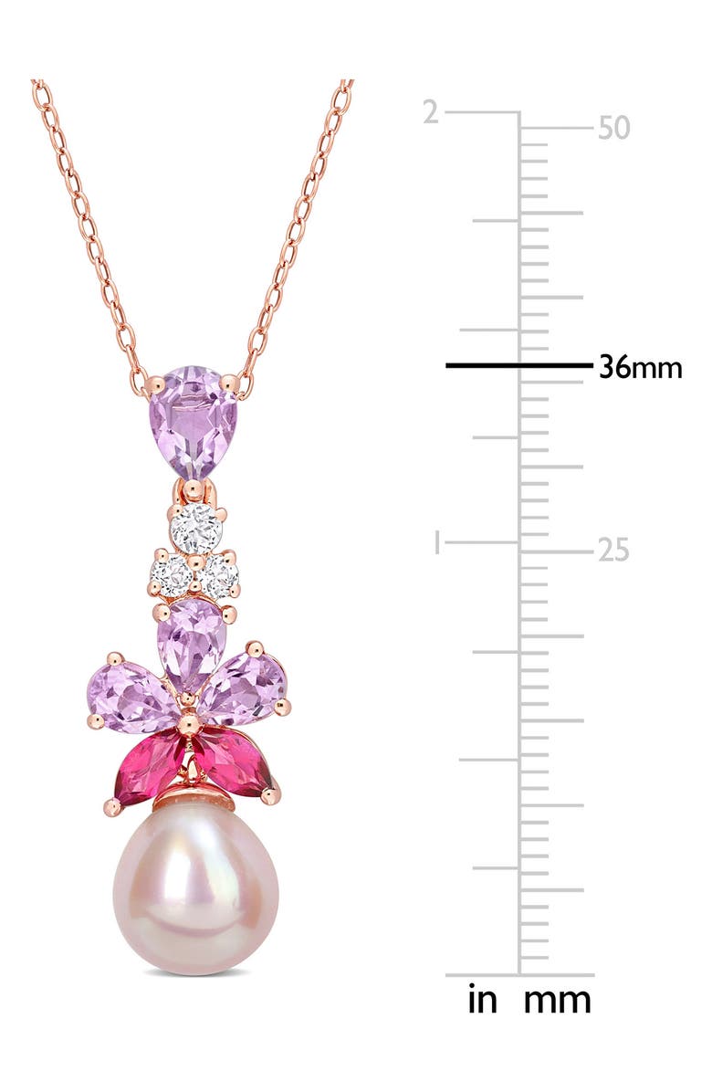 DELMAR Cultured Freshwater Pearl & Pink Stone Pendant Necklace, Alternate, color, Pink Multi