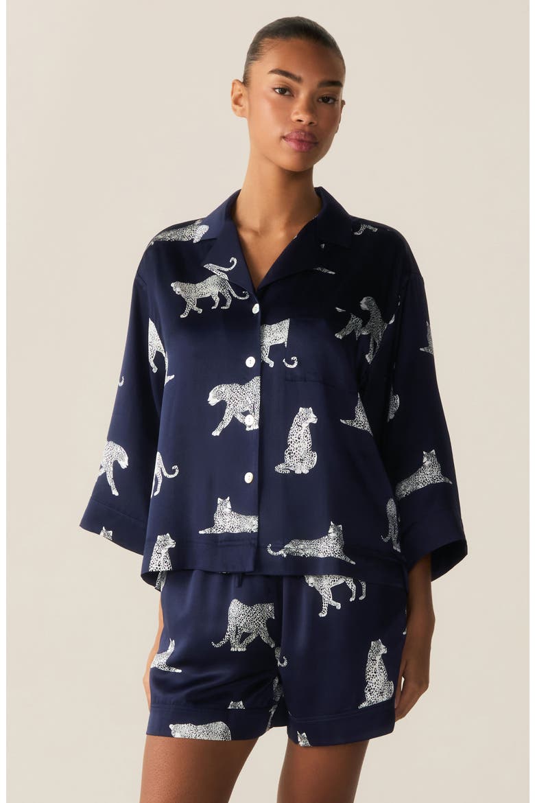 Olivia Silk Pajamas, Alternate, color, NAVY