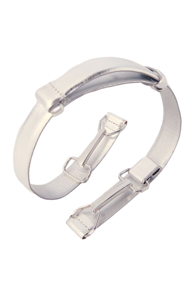 maje Metallic leather belt, Alternate, color, 