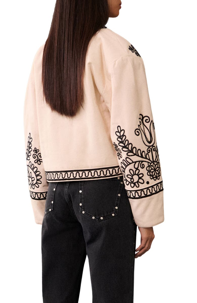 MANGO Embroidered Crop Jacket, Alternate, color, 