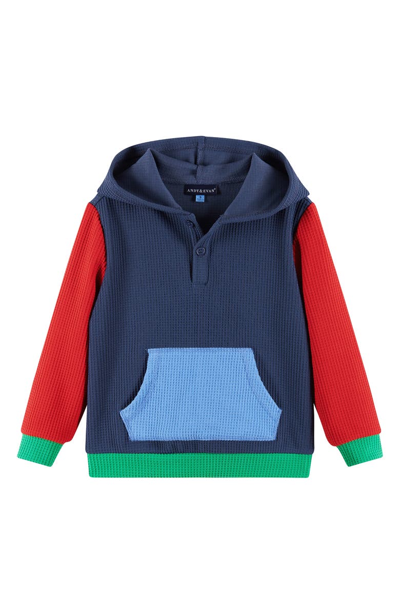 Andy & Evan Kids' Varsity Lounge Hoodie & Joggers Set, Alternate, color, Nvm- Navy Waffle