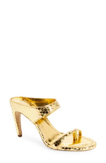 Vince Camuto Brisa Lizard Embossed Mule Sandal In Gold