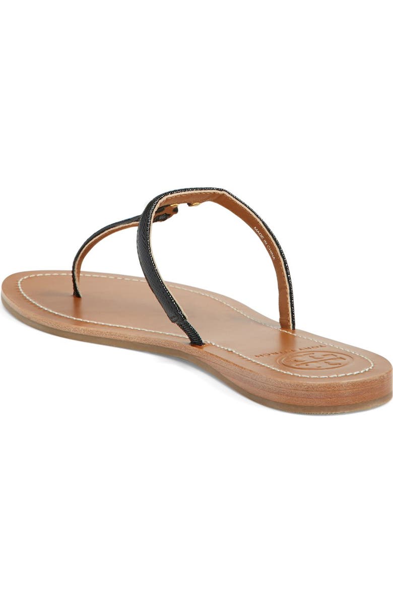 Tory Burch 'T' Logo Leather Thong Sandal, Alternate, color,