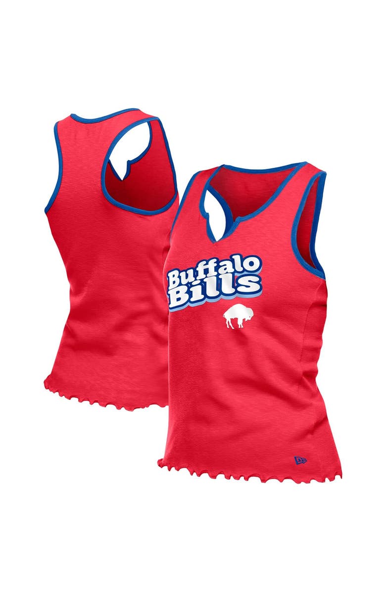 New Era Women's New Era  Red Buffalo Bills Lettuce Hem Notch Neck Tri-Blend Tank Top, Main, color, 