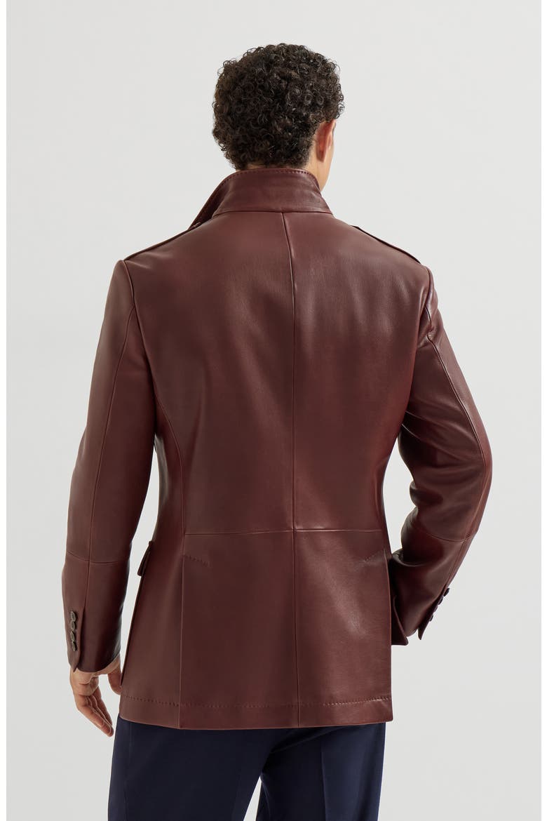 Polished nappa leather utility blazer, Alternate, color, Bordeaux