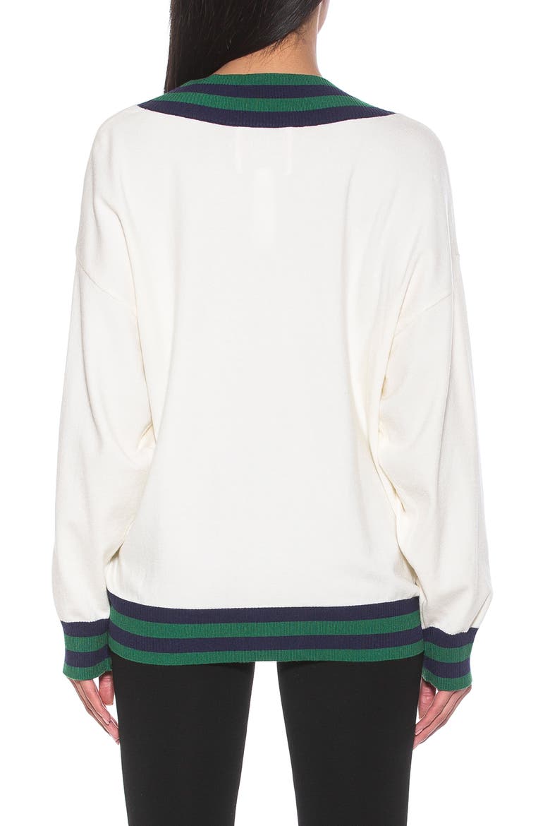 Frances Stripe Trim Cardigan, Alternate, color, IVORY MULTI