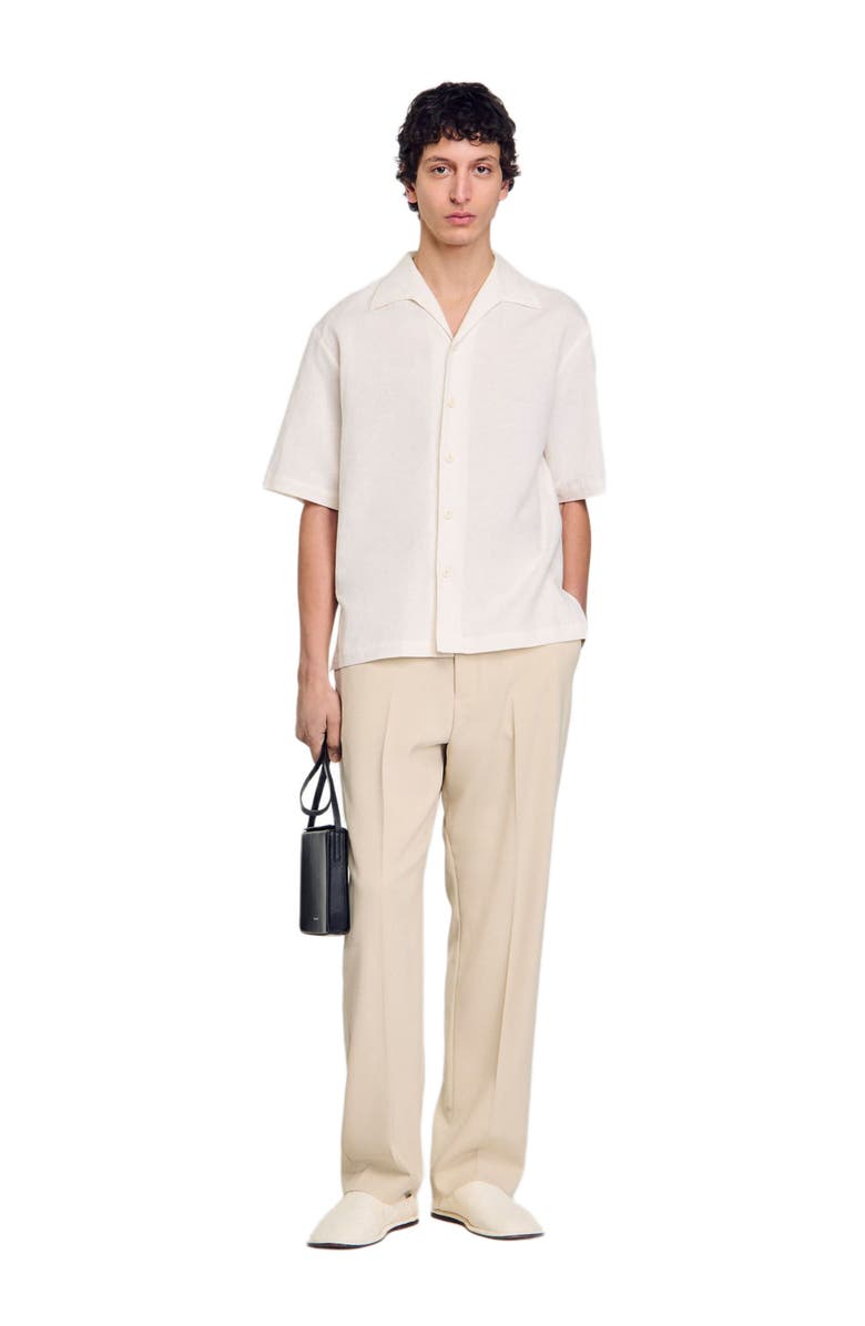 SANDRO Cotton and linen shirt, Alternate, color, Ivory.