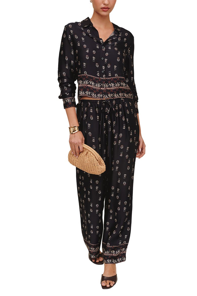 Floral Border Print Long Sleeve Button-Up Shirt, Alternate, color, FLORAL BORDER PRINT