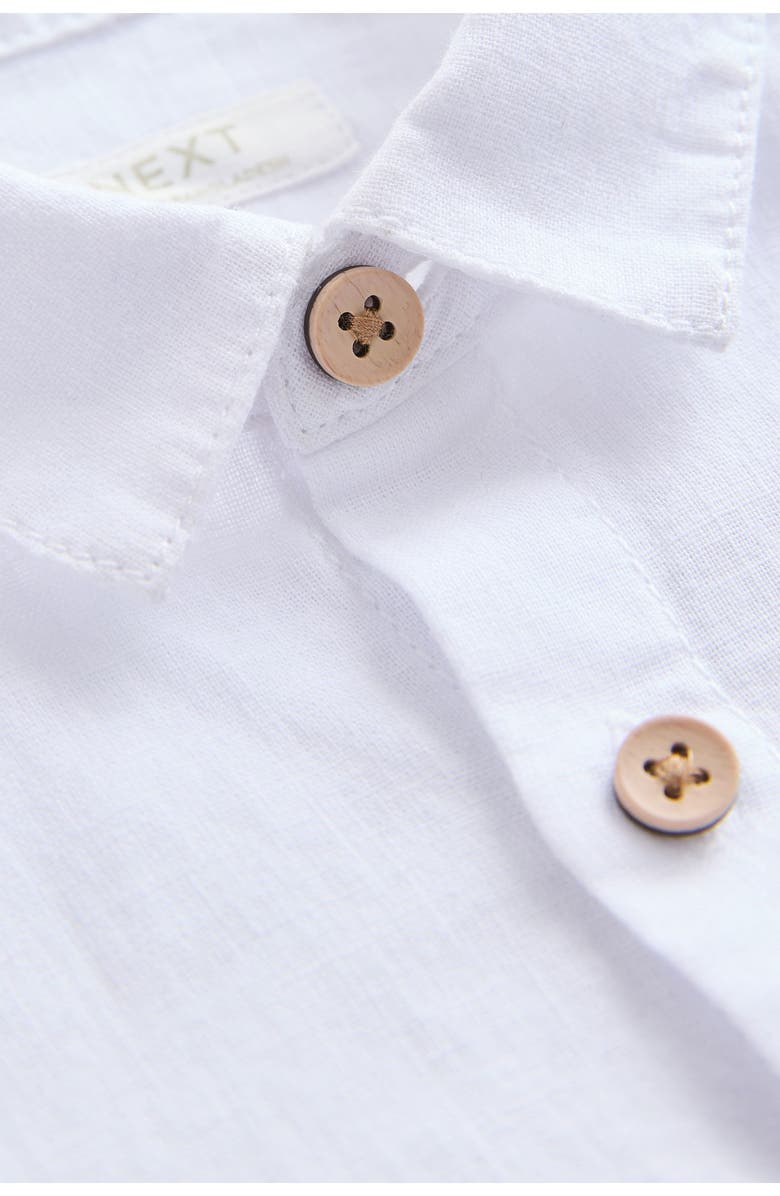NEXT Kids' Palm Embroidered Linen & Cotton Button-Up Shirt, Alternate, color, White