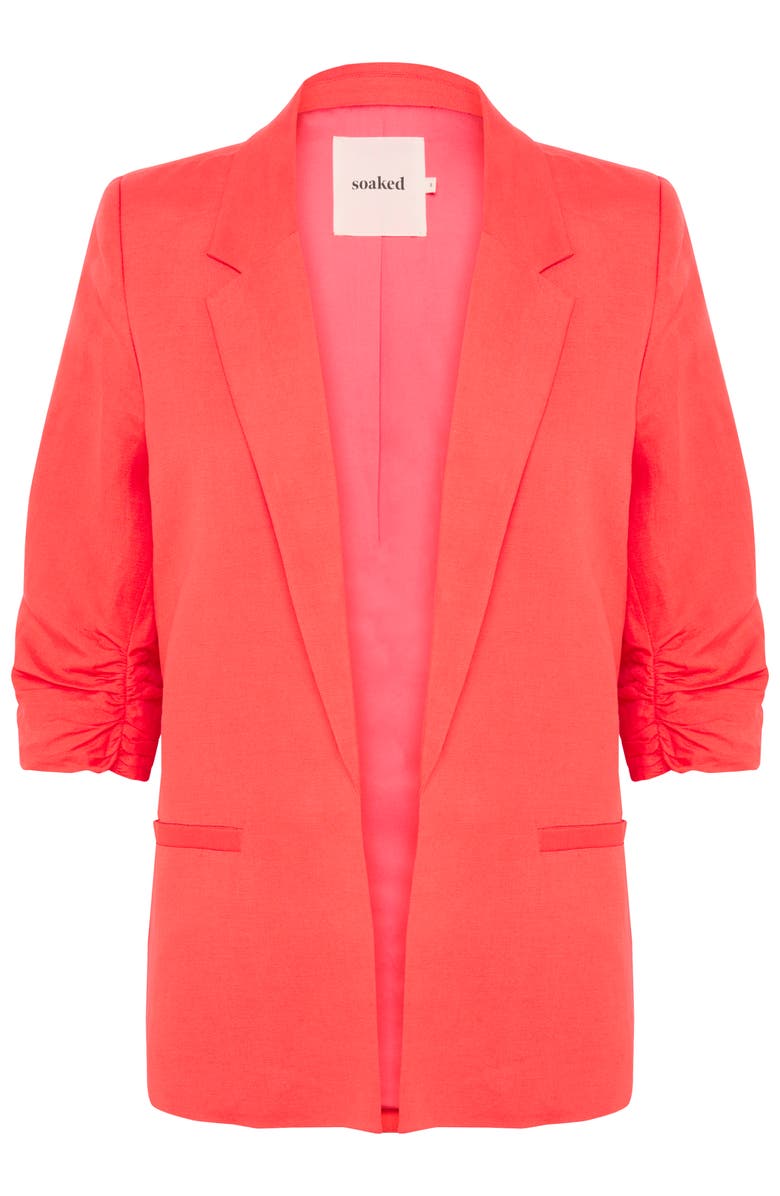 Soaked in Luxury Malia Open Front Notch Lapel Blazer, Alternate, color, Hot Coral