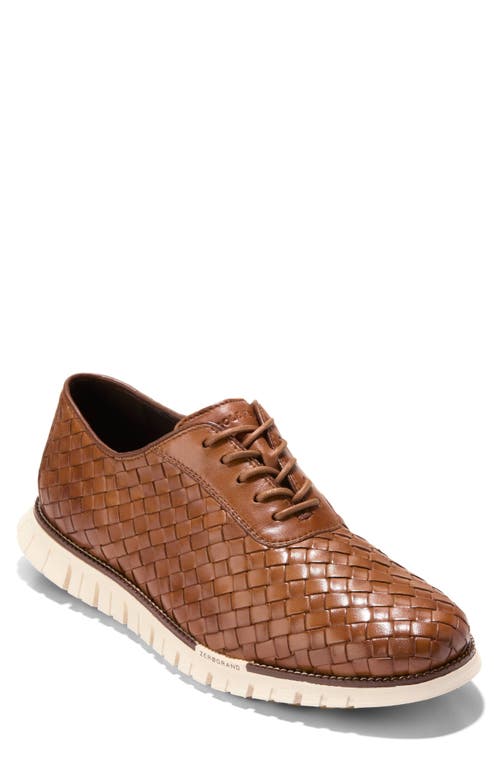 Cole Haan Zerøgrand Remastered Woven Oxford In British Tan/dark Natural