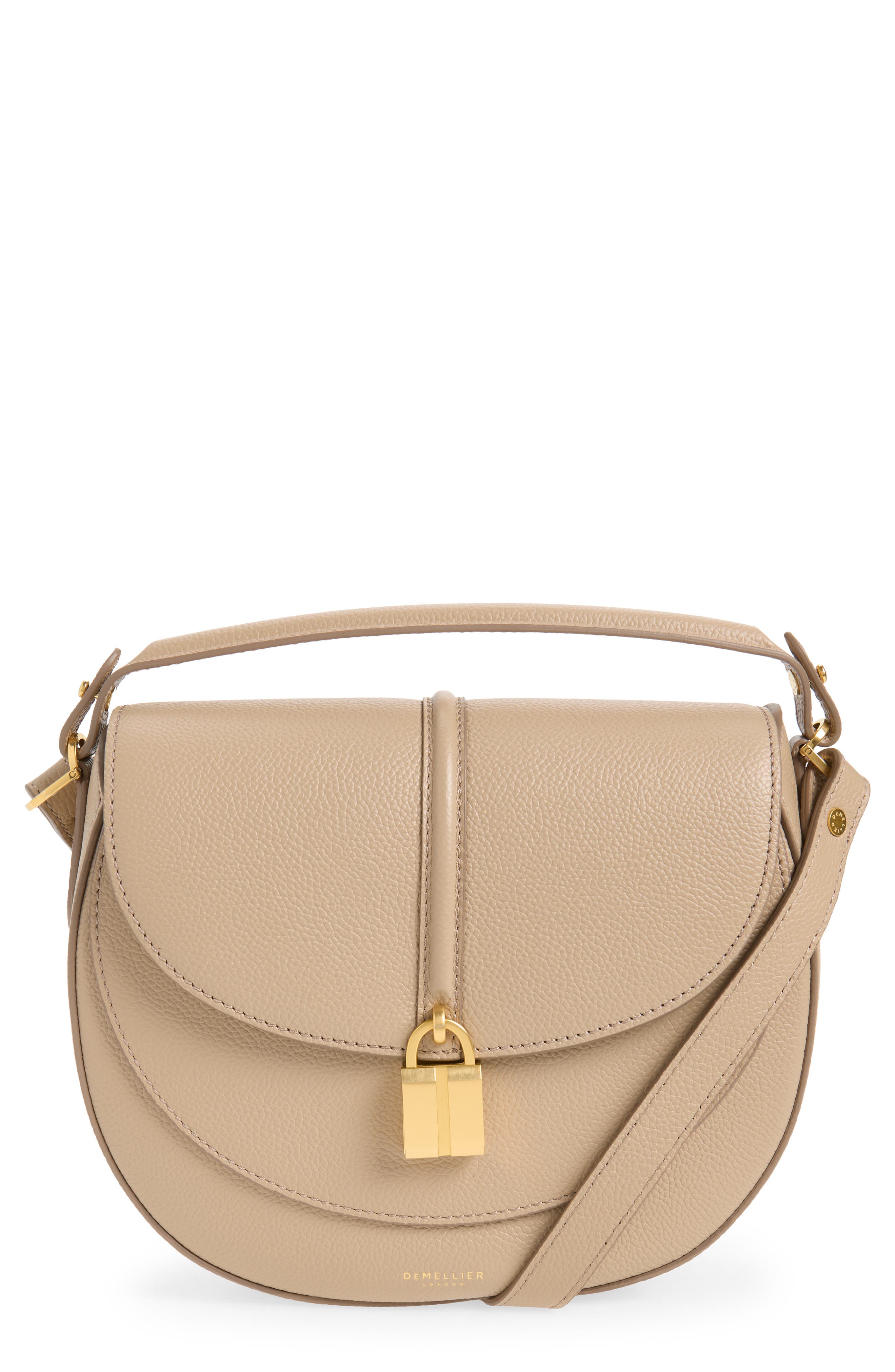 Siena Leather Saddle Crossbody Bag, Main, color, LIGHT TAUPE