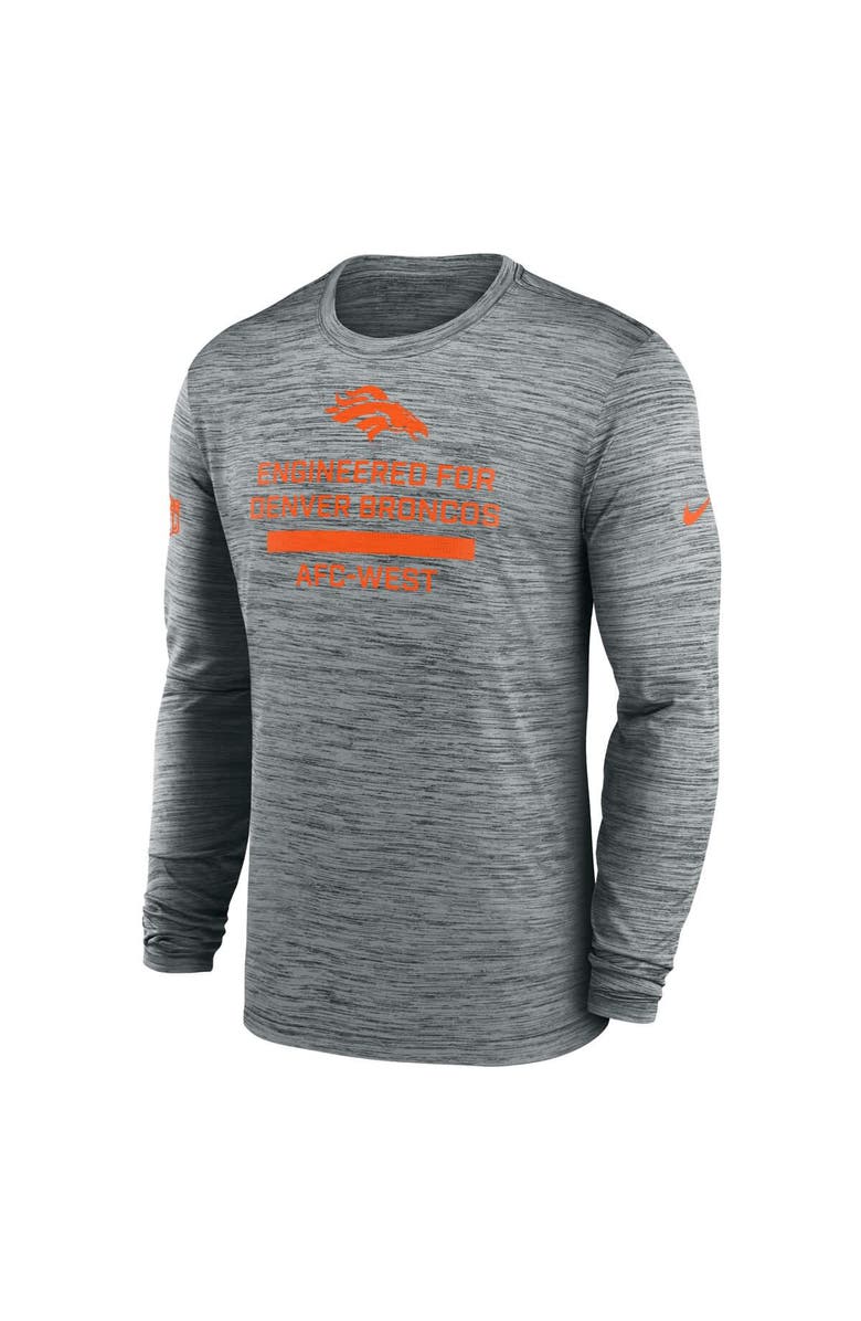 Nike Men's Nike Gray Denver Broncos Sideline Velocity Performance Long Sleeve T-Shirt, Alternate, color, Gray