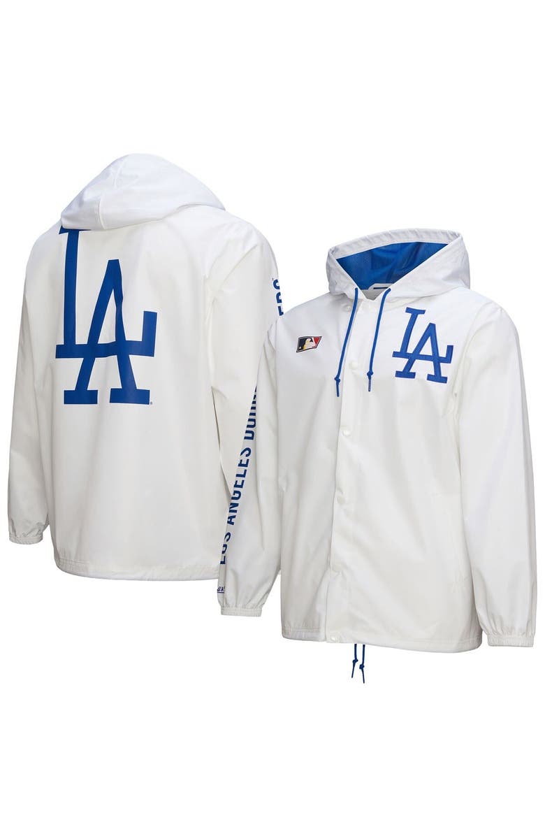 Mitchell & Ness Men's Mitchell & Ness White Los Angeles Dodgers Vintage Full-Snap Hooded Coaches Jacket, Alternate, color, 