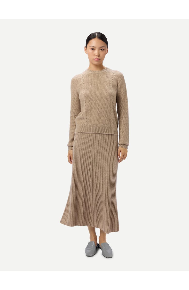 Gobi Cashmere Calf-Length Cashmere Knit Skirt, Alternate, color, Warm Grey