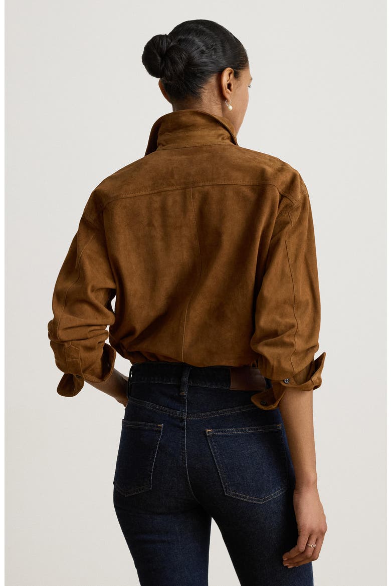 Suede Long Sleeve Shirt, Alternate, color, LIGHT TOBACCO BROWN