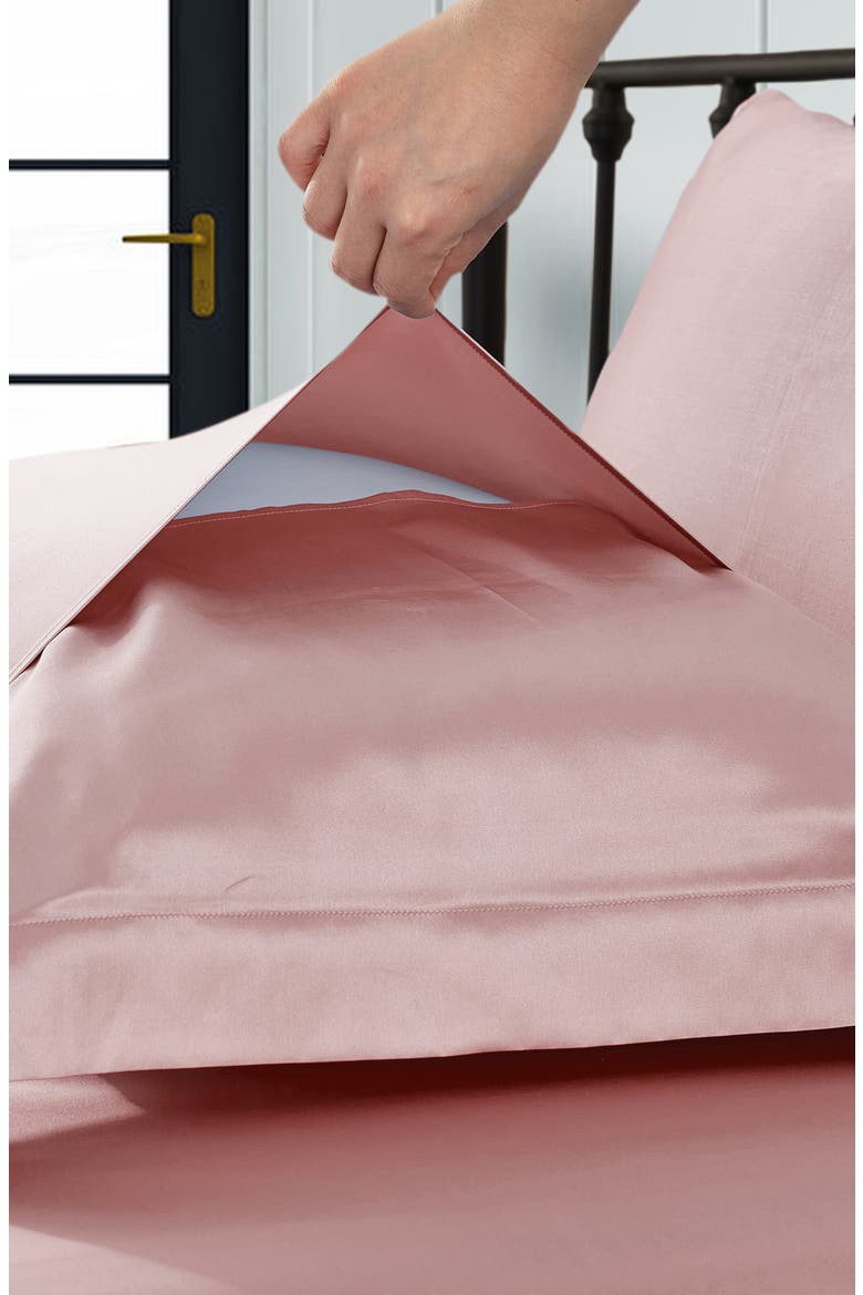 Pure Mulberry Silk Oxford Envelope Luxury Pillowcase, Alternate, color, Rosy Pink