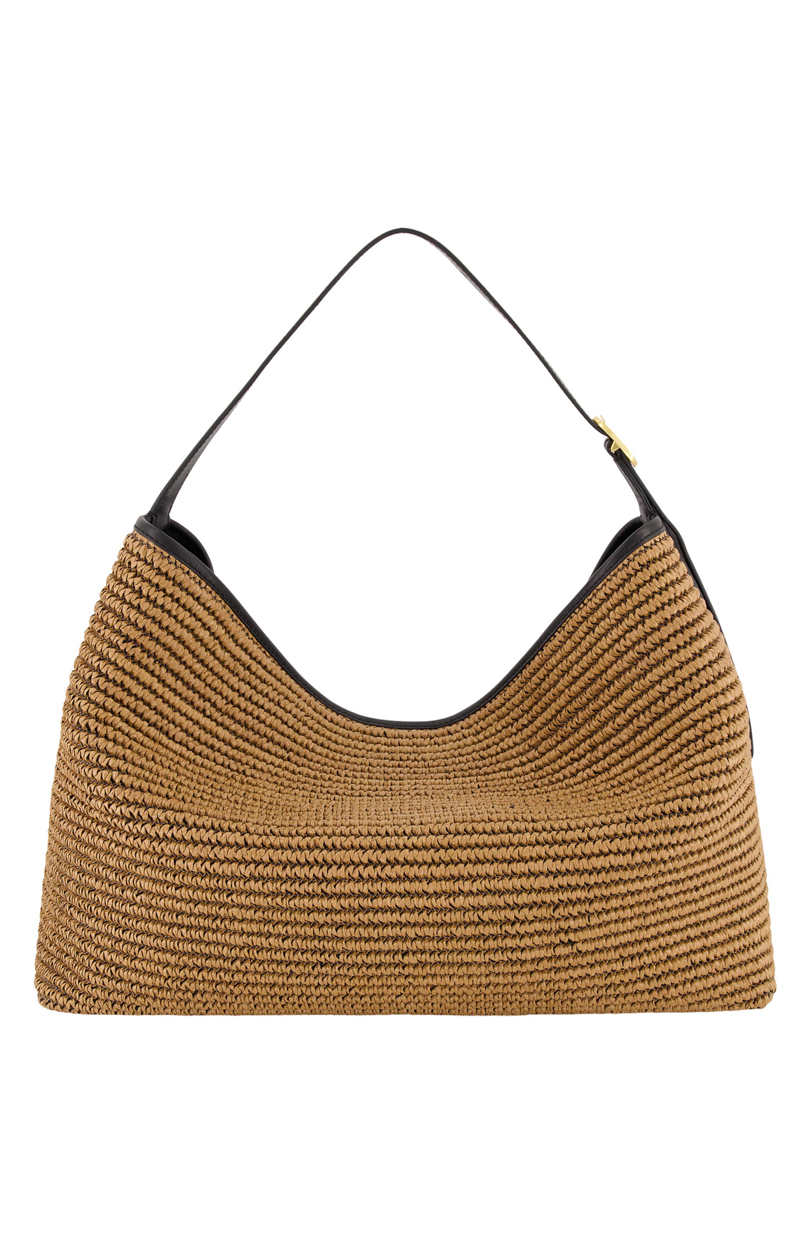 Medium Vivian Raffia Hobo Bag, Alternate, color, LATTE