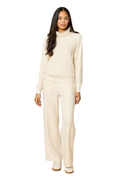 Athleisure Mock Neck and Pleated Pant Set