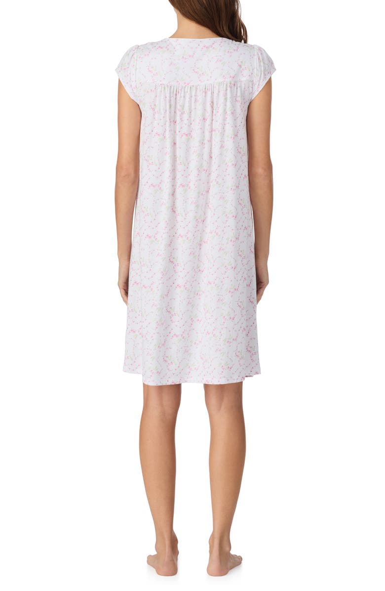 Eileen West Floral Cap Sleeve Short Cotton Nightgown, Alternate, color,