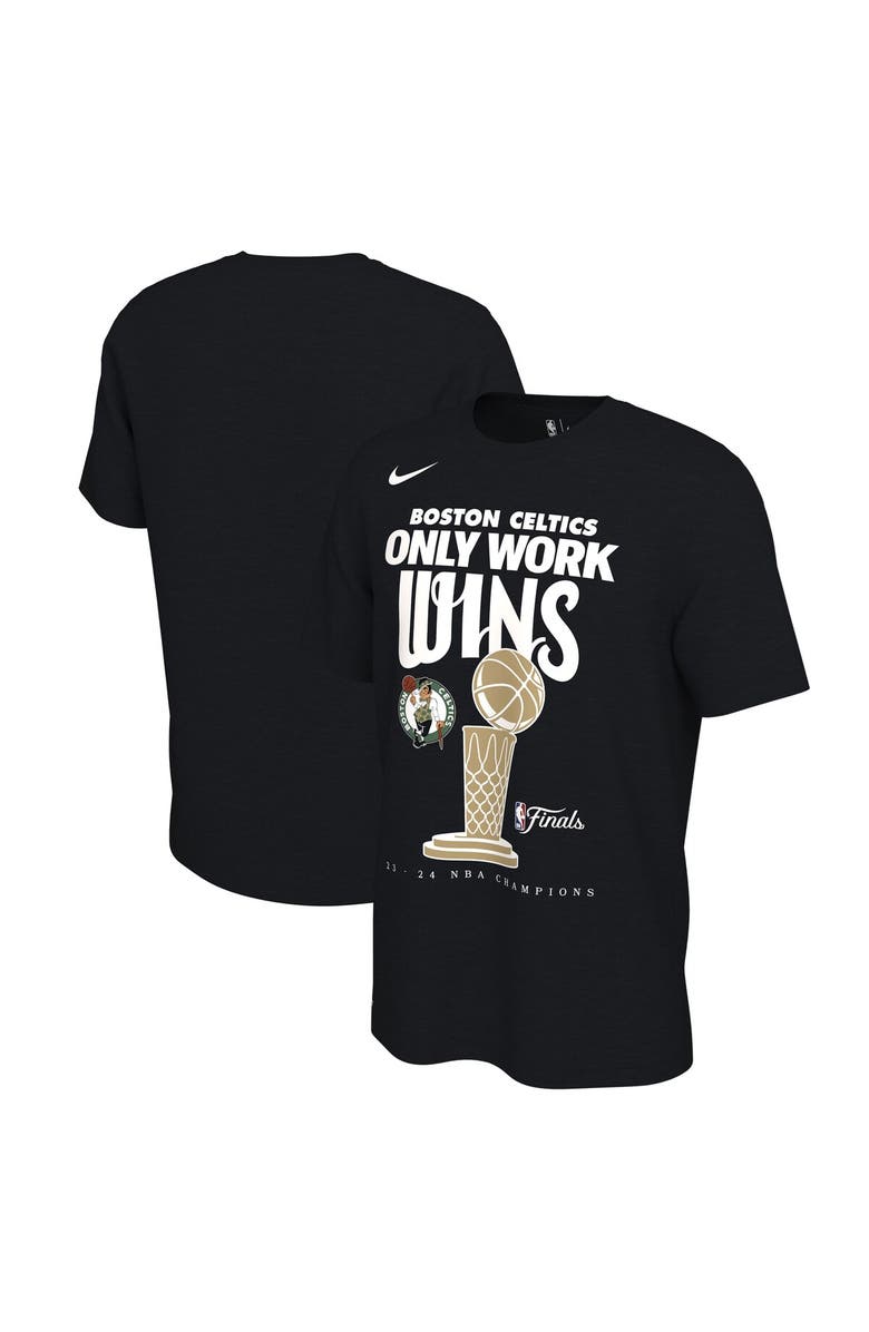Nike Men's Nike Black Boston Celtics 2024 NBA Finals Champions Celebration Trophy T-Shirt, Alternate, color, Black