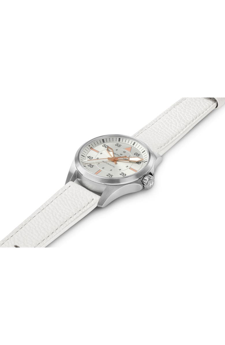 Hamilton Khaki Aviation Pilot Automatic Leather Strap Watch, 36mm, Alternate, color, 