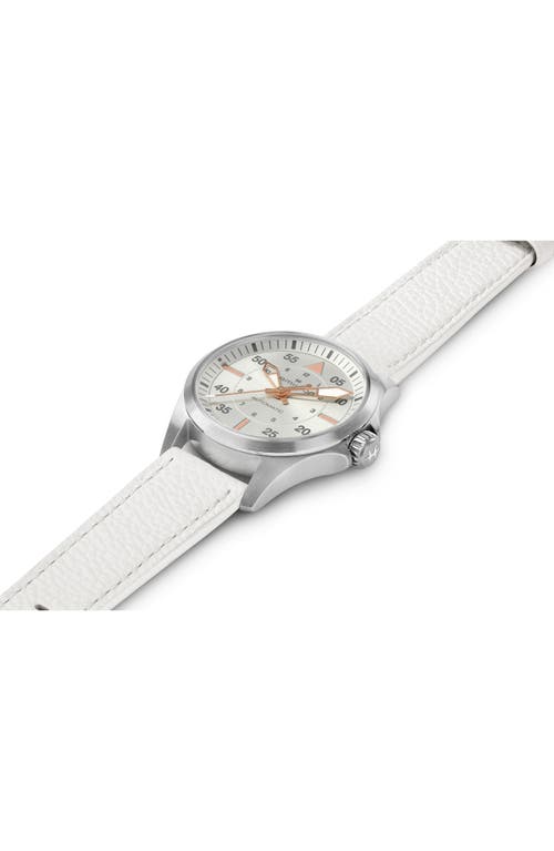 Hamilton Khaki Aviation Pilot Automatic Leather Strap Watch, 36mm In Silver