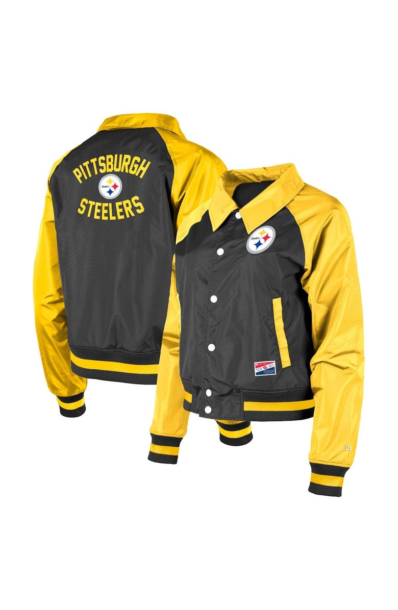 New Era Women's New Era Black Pittsburgh Steelers Coaches Raglan Full-Snap Jacket, Main, color, Black