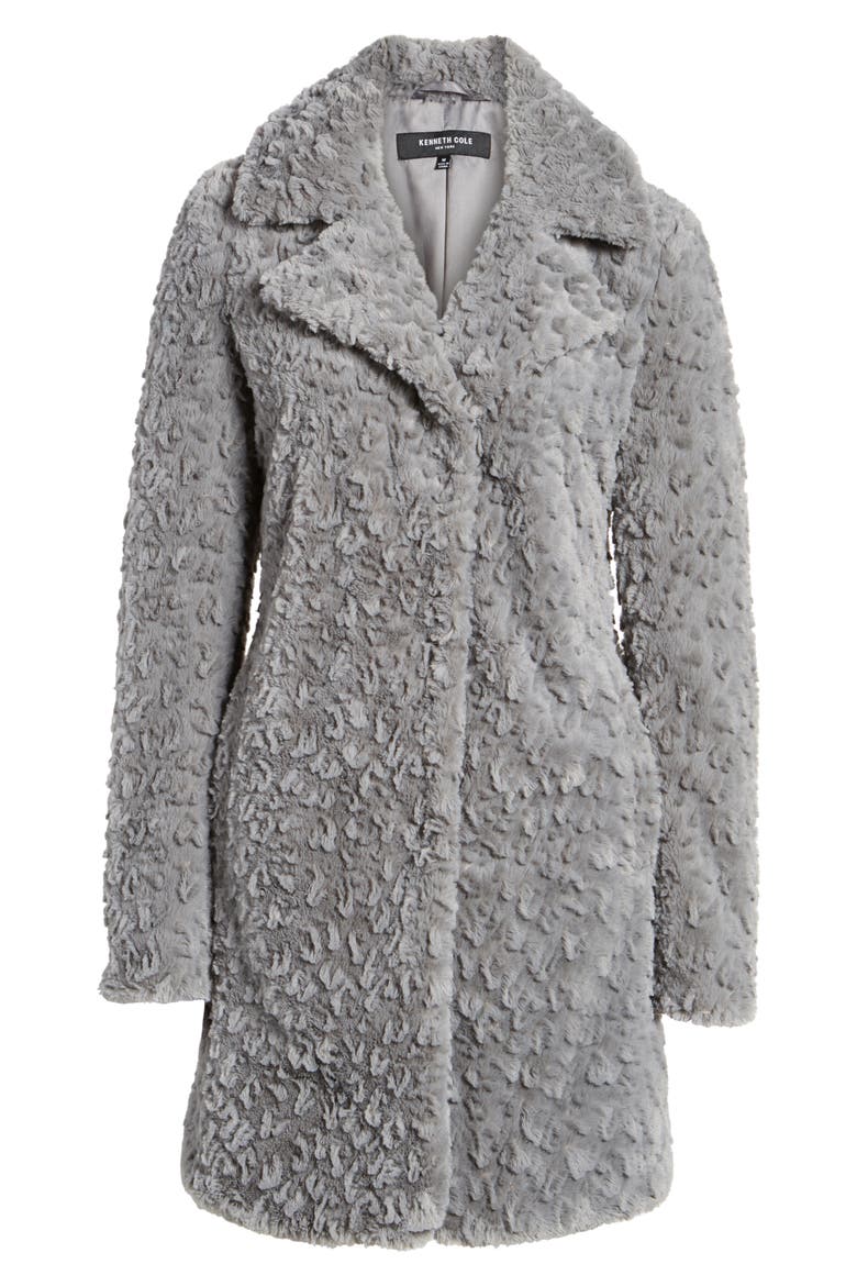 Faux Fur Coat, Alternate, color, GREY