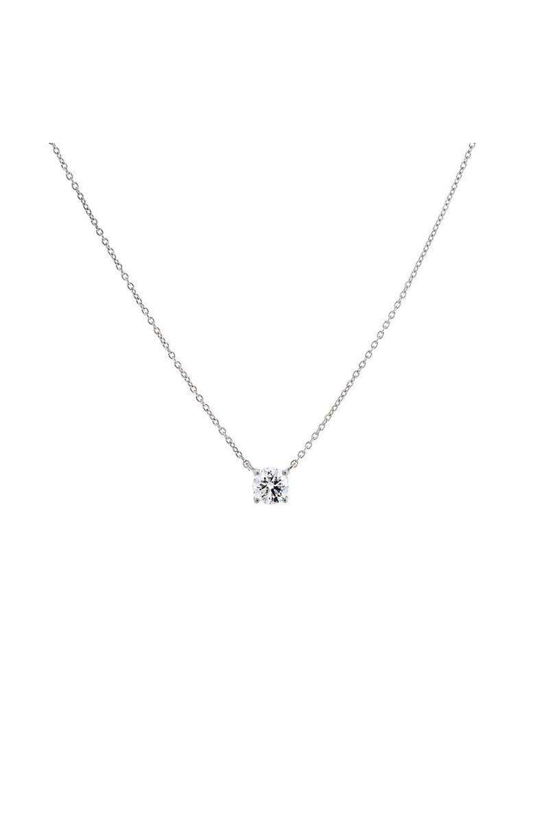 BY ADINA EDEN Lab Grown Diamond Round Solitaire Necklace 14K, Main, color, 14K White Gold - 3 Carat