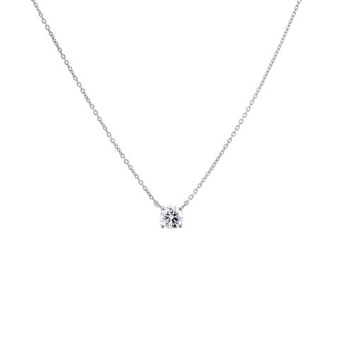 Lab Grown Diamond Round Solitaire Necklace 14K