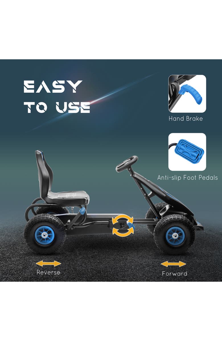 Aosom Ergonomic Pedal Go Kart with Wear-Resistant Tread, Alternate, color, Blue