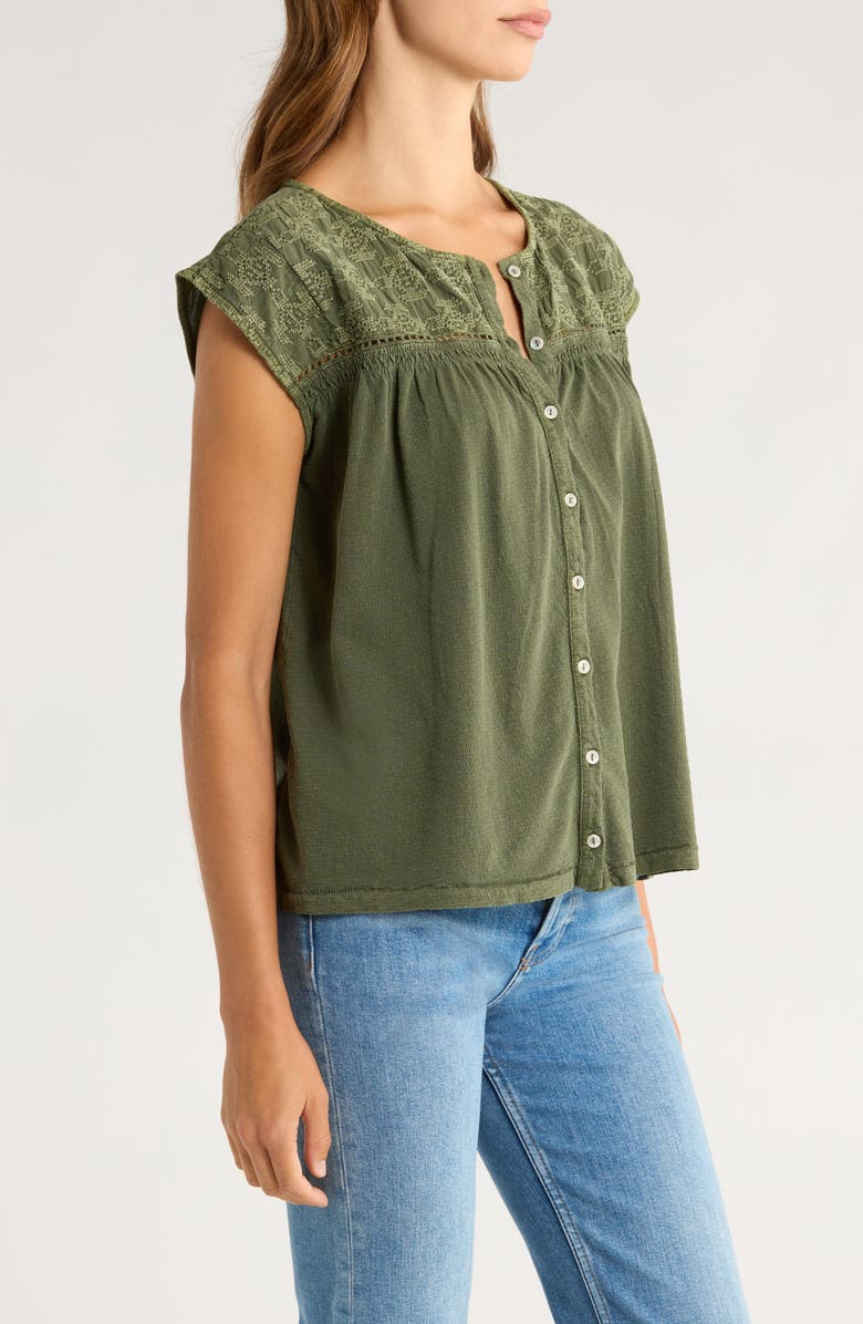 Lucky Brand Embroidered Sleeveless Top, Alternate, color, Dusty Olive